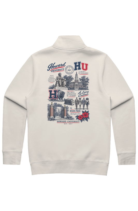 Howard University Legacy Men s Stencil Half Zip Ramses Yard