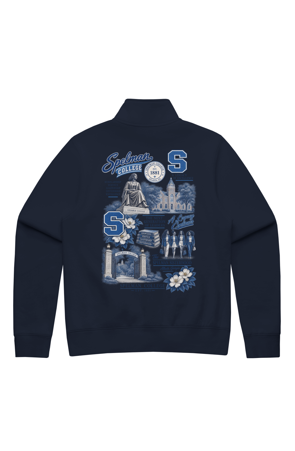 Spelman College Legacy Women s Stencil Half Zip Ramses Yard 