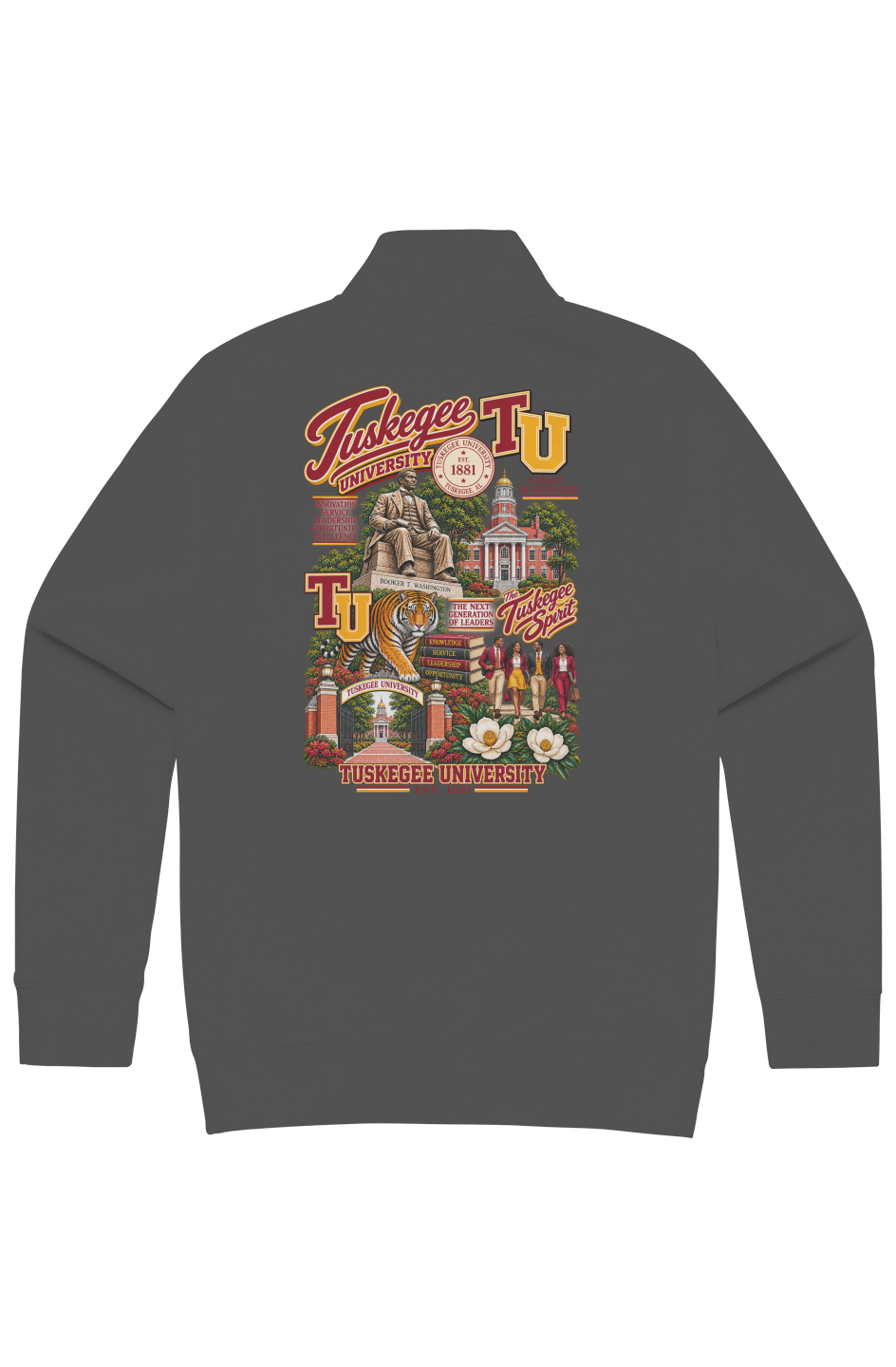 Tuskegee University Legacy Men s Stencil Half Zip Ramses Yard 