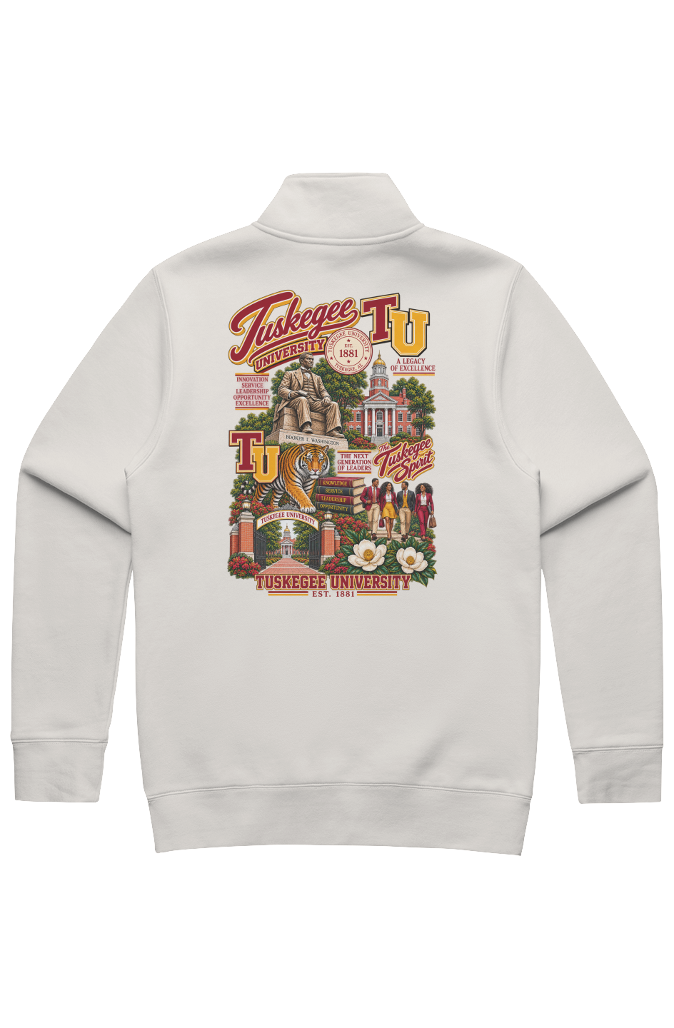 Tuskegee University Legacy Men s Stencil Half Zip Ramses Yard 