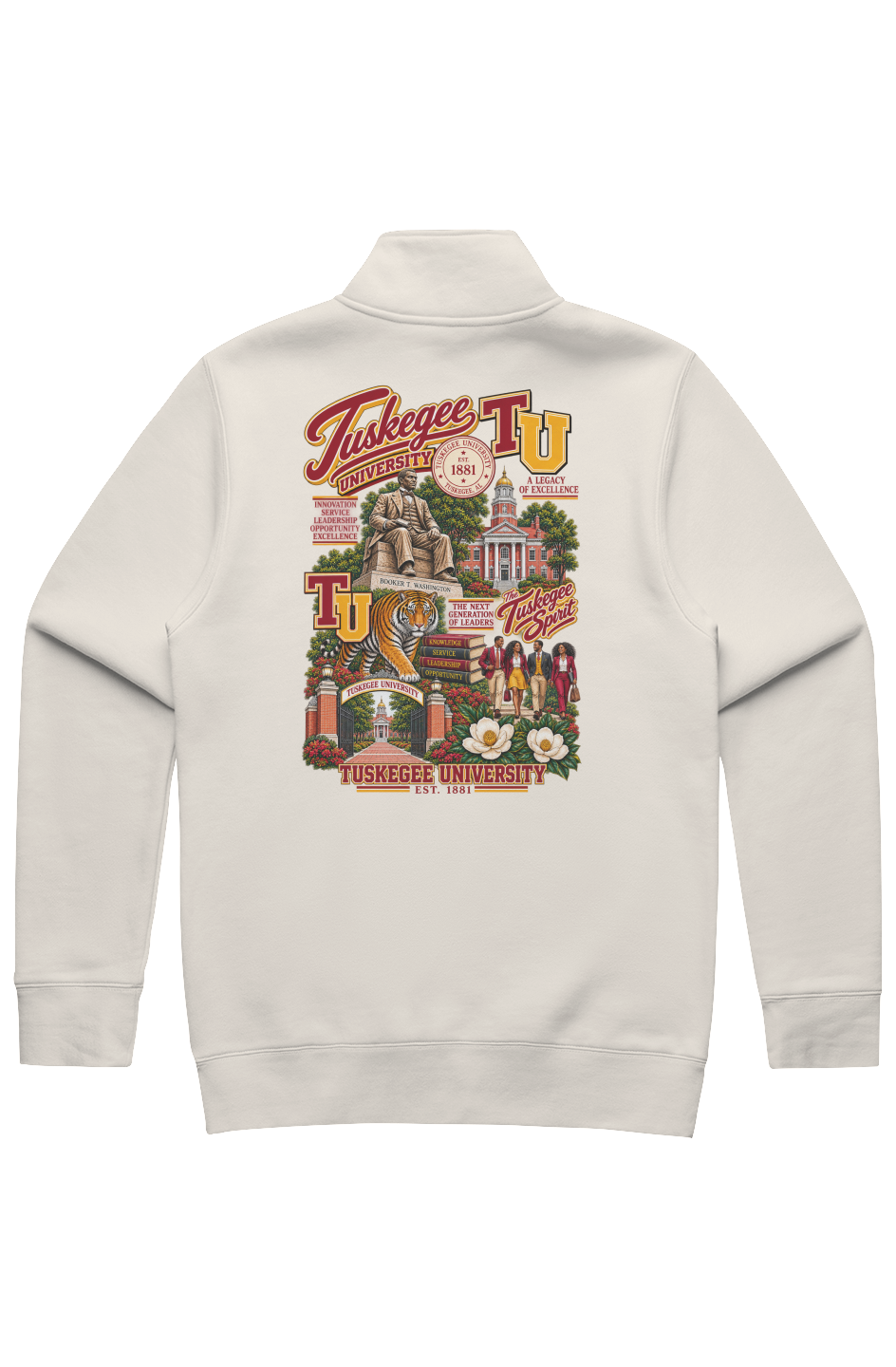 Tuskegee University Legacy Men s Stencil Half Zip Ramses Yard 