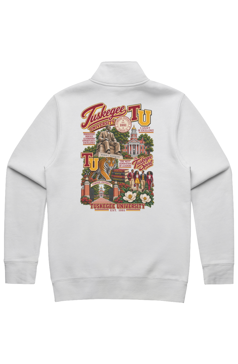 Tuskegee University Legacy Men s Stencil Half Zip Ramses Yard 