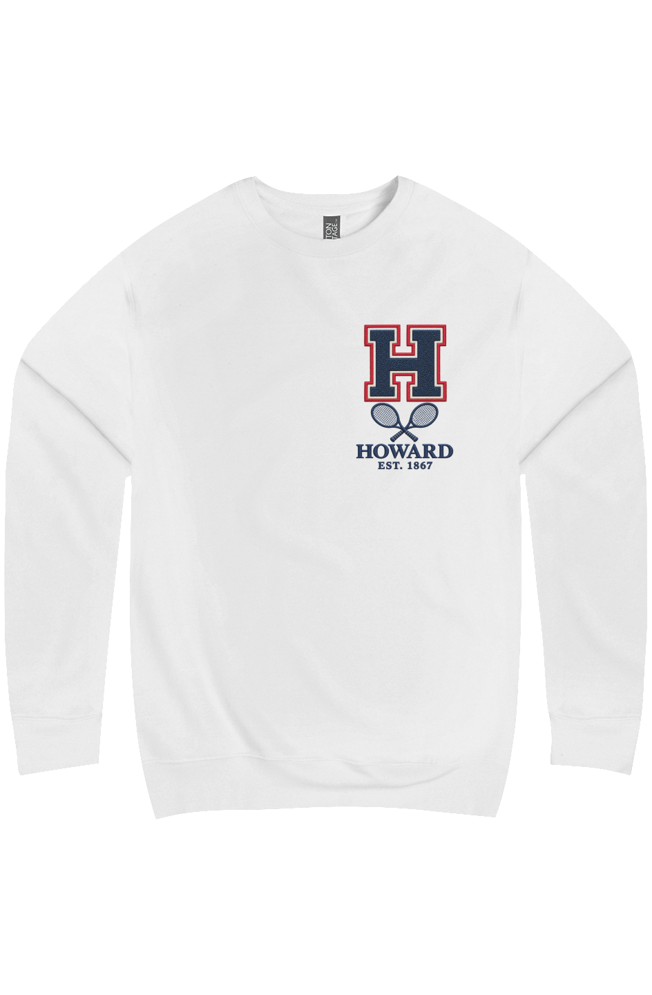 Howard University 1867 Heritage Tennis Premium Crew Neck Ramses Yard 