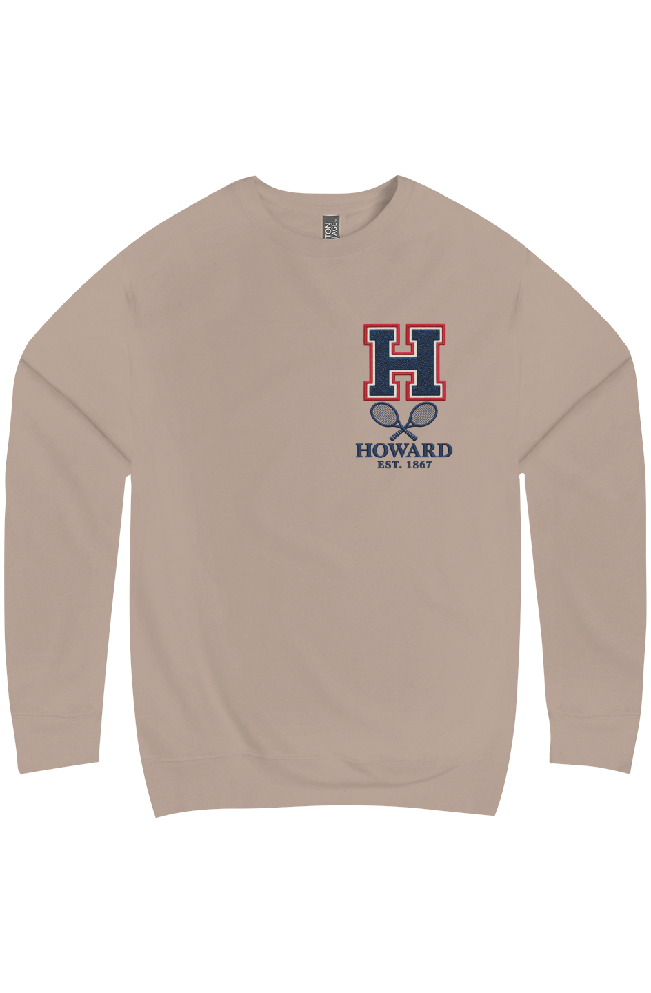 Howard University 1867 Heritage Tennis Premium Crew Neck Ramses Yard 