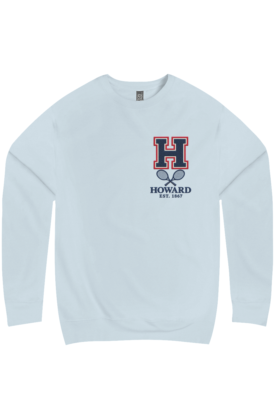 Howard University 1867 Heritage Tennis Premium Crew Neck Ramses Yard 