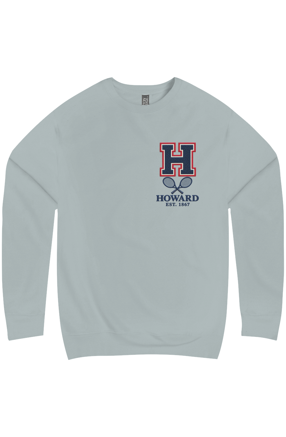 Howard University 1867 Heritage Tennis Premium Crew Neck Ramses Yard 