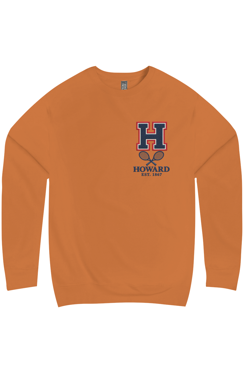 Howard University 1867 Heritage Tennis Premium Crew Neck Ramses Yard 