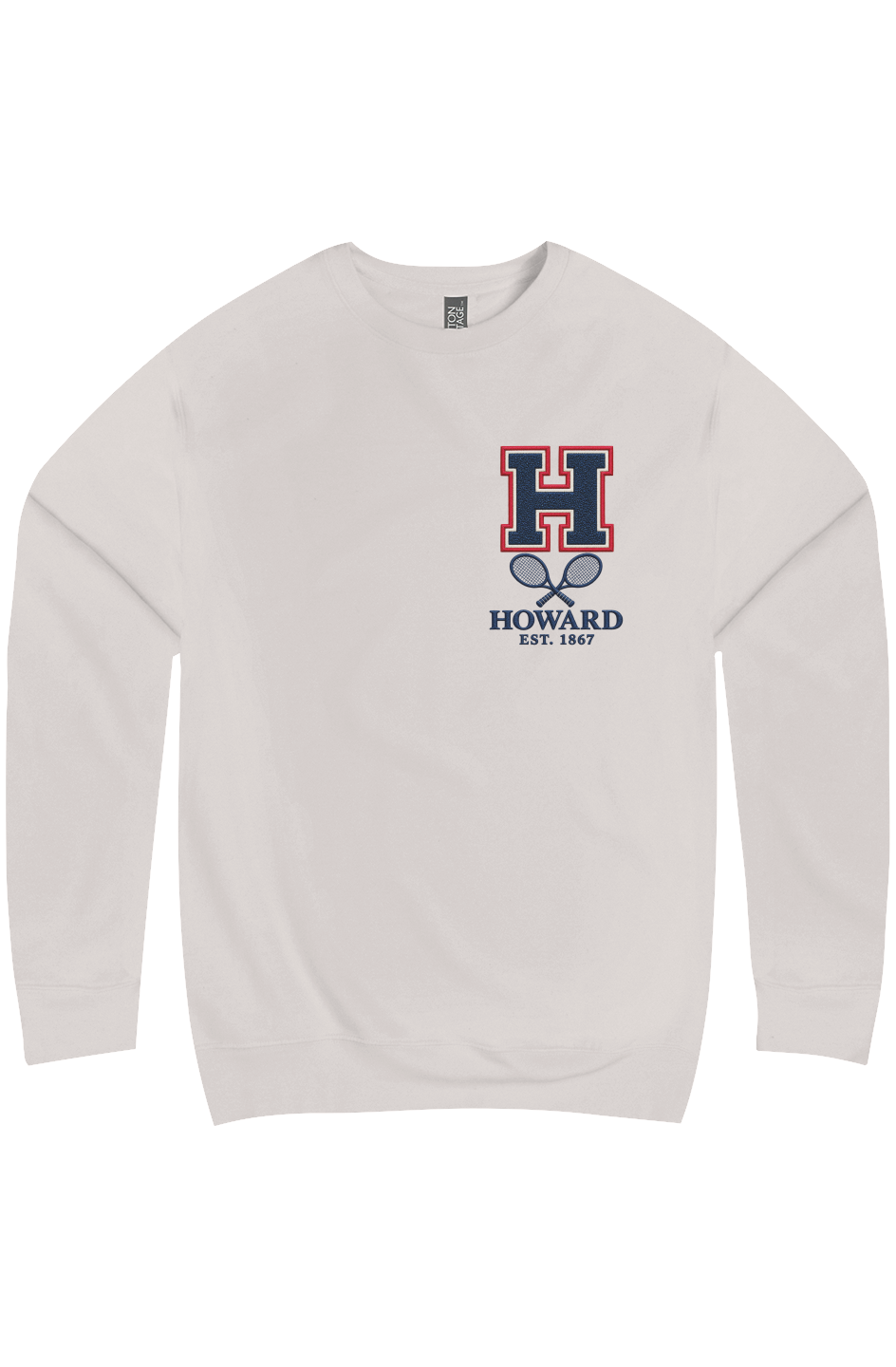 Howard University 1867 Heritage Tennis Premium Crew Neck Ramses Yard 